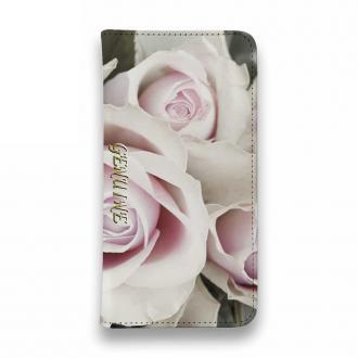 【Genuine】【手帳型ベルトなし】【Stick Case】バラ（薔薇） ピンク