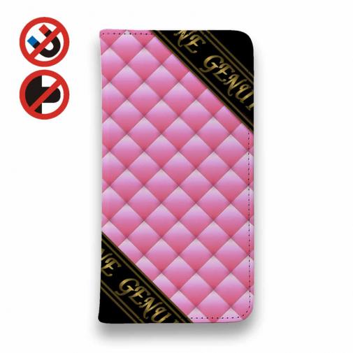 【Genuine】【手帳型ベルトなし】【Stick Case】マトラッセ柄 タ?イアコ?ナル チェック ピーチピンク