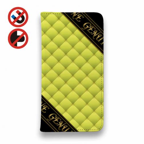 【Genuine】【手帳型ベルトなし】【Stick Case】マトラッセ柄 タ?イアコ?ナル チェック イエロー