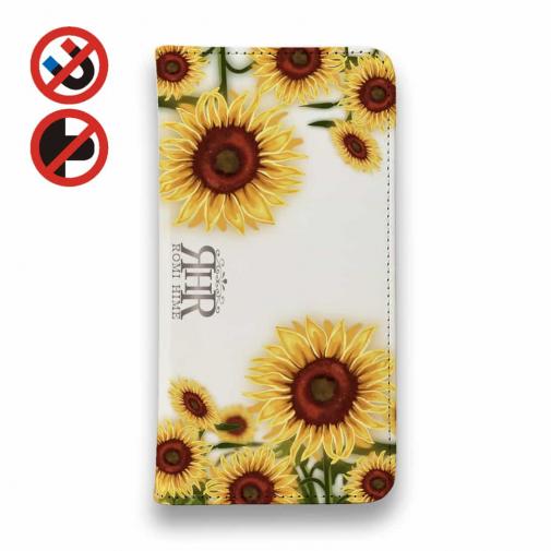 【ROMI HIME】【手帳型ベルトなし】【Stick Case】ひまわり ホワイト