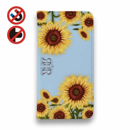 【ROMI HIME】【手帳型ベルトなし】【Stick Case】ひまわり ブルー