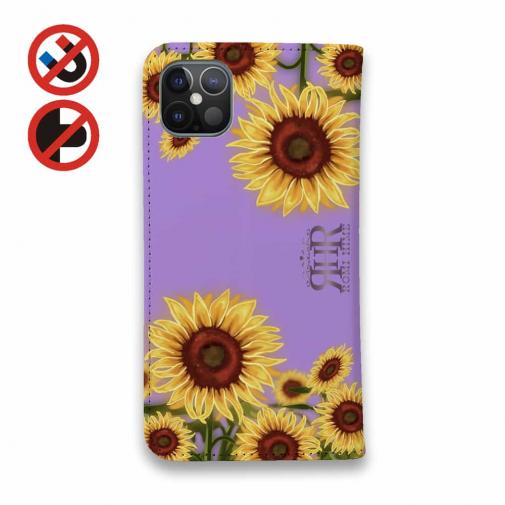 【ROMI HIME】【手帳型ベルトなし】【Stick Case】ひまわり　パープル