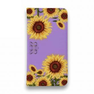 【ROMI HIME】【手帳型ベルトなし】【Stick Case】ひまわり　パープル