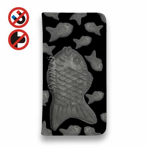 【Genuine】【手帳型ベルトなし】【Stick Case】たいやき ブラック&ブラック