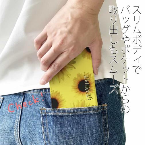 【Genuine】【手帳型ベルトなし】【Stick Case】ひまわり　イエロー