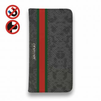 【Genuine】【手帳型ベルトなし】【Stick Case】蛇柄 黒蛇 フ?ラック 縦ライン 験担ぎ