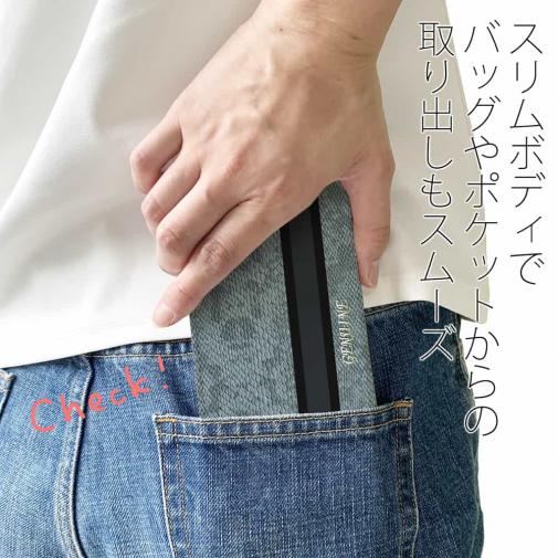 【Genuine】【手帳型ベルトなし】【Stick Case】蛇柄 黒蛇 ブルー 縦ライン 験担ぎ
