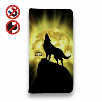 【ROMI HIME】【手帳型ベルトなし】【Stick Case】狼イエロー 月