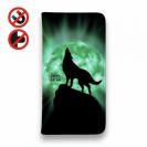 【ROMI HIME】【手帳型ベルトなし】【Stick Case】狼エメラルドグリーン 月