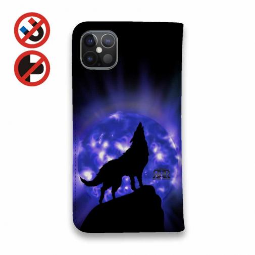 【ROMI HIME】【手帳型ベルトなし】【Stick Case】狼ブルー 月