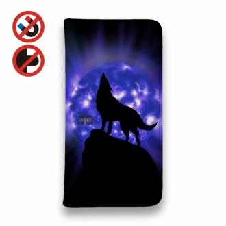 【ROMI HIME】【手帳型ベルトなし】【Stick Case】狼ブルー 月