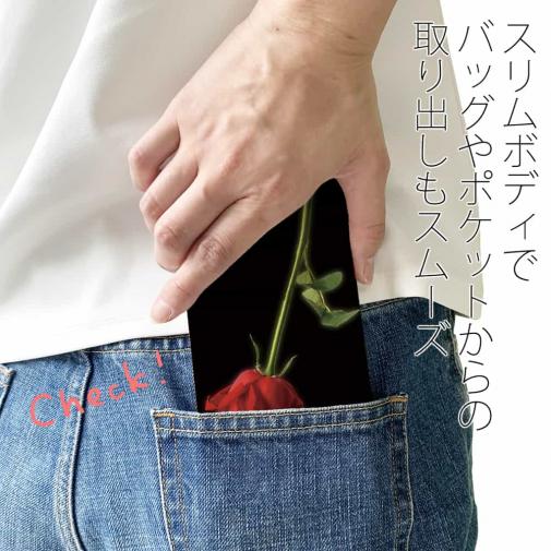 【Genuine】【手帳型ベルトなし】【Stick Case】薔薇 　赤　黒