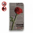 【Genuine】【手帳型ベルトなし】【Stick Case】薔薇 　英字　新聞