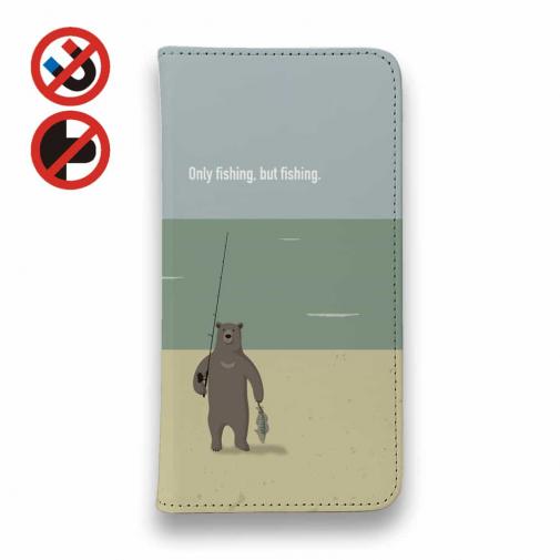 【手帳型ベルトなし】【Stick Case】【FISH MAN】クマさんもフィッシング No1