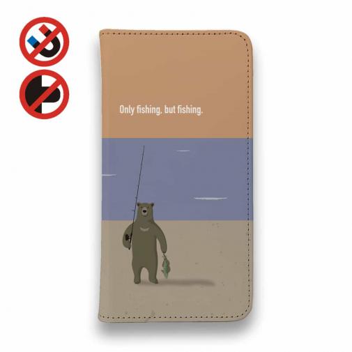 【手帳型ベルトなし】【Stick Case】【FISH MAN】クマさんもフィッシング No2