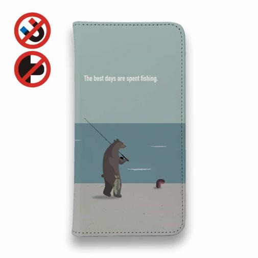 【手帳型ベルトなし】【Stick Case】【FISH MAN】クマさんもフィッシング No3