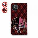 【ROMI HIME】【手帳型ベルトなし】【Stick Case】うさぎ チェック  レッド ペア