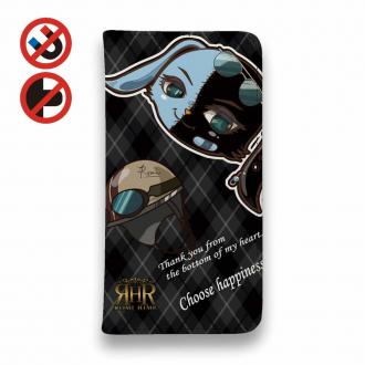 【ROMI HIME】【手帳型ベルトなし】【Stick Case】うさぎ チェック  ブラック ペア