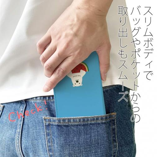 【手帳型ベルトなし】【Stick Case】シロクマさんとスイカ(wakat)