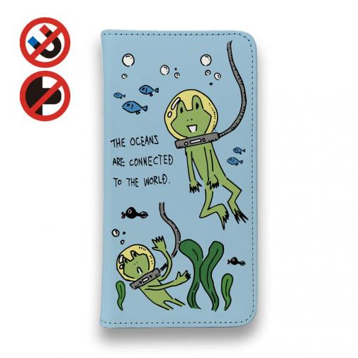 【手帳型ベルトなし】【Stick Case】水中散歩するカエルくん(wakat)