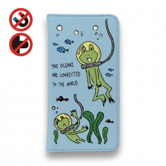 【手帳型ベルトなし】【Stick Case】水中散歩するカエルくん(wakat)