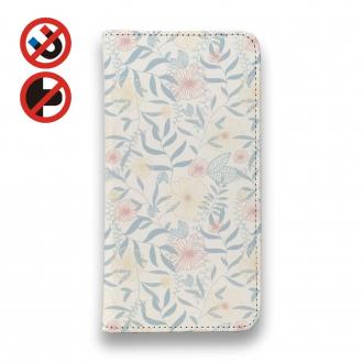 【手帳型ベルトなし】【Stick Case】春花＆夏花 ライトブルー＆ピンク