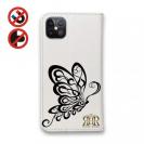 【ROMI HIME】【手帳型ベルトなし】【Stick Case】蝶 花 花柄 レトロ ホワイト