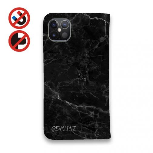 【Genuine】【手帳型ベルトなし】【Stick Case】大理石 ブラック