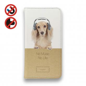 【手帳型ベルトなし】【Stick Case】ダックスロングヘアだってNo Music No Life