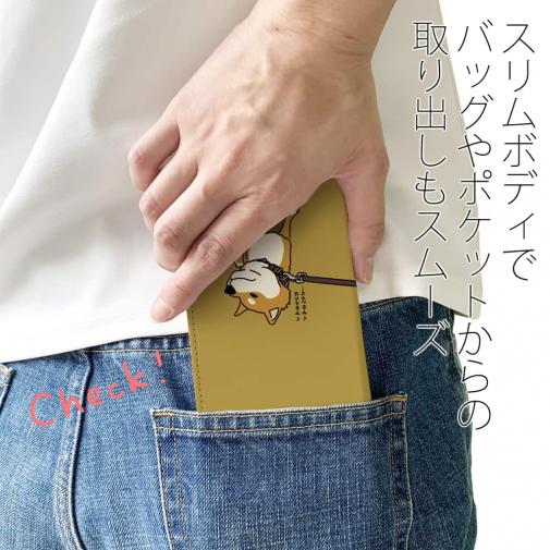 【手帳型ベルトなし】【Stick Case】イヤイヤ柴犬【赤柴】(wakat)