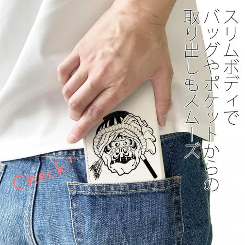 【彫姫】【手帳型ベルトなし】【Stick Case】弁慶達磨（ホワイト）