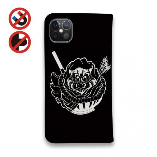 【彫姫】【手帳型ベルトなし】【Stick Case】弁慶達磨（ブラック）
