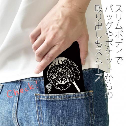 【彫姫】【手帳型ベルトなし】【Stick Case】弁慶達磨（ブラック）