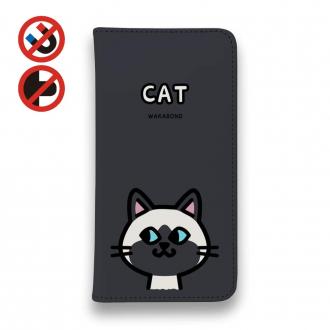 【手帳型ベルトなし】【Stick Case】【ワカボンド】WAKAMAKAシリーズ 猫のシャムニャ