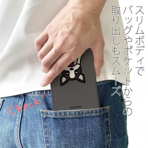 【手帳型ベルトなし】【Stick Case】【ワカボンド】WAKAMAKAシリーズ フレンチブルドッグかぶりものとフレブルルン