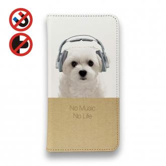 【手帳型ベルトなし】マルチーズ＆チワワだってNo Music No Life