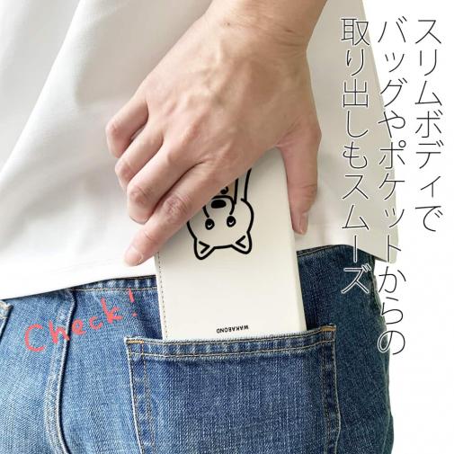 【手帳型ベルトなし】【Stick Case】【ワカボンド】WAKAMAKAシリーズ 白柴犬かぶりものとシバシロ