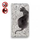 【手帳型ベルトなし】【大塚磊々堂】模様の黒猫