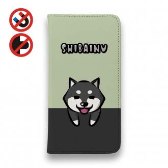 【手帳型ベルトなし】【Stick Case】柴犬のかまってアピール_黒柴(wakat)