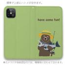 【手帳型ベルトなし】【Stick Case】【釣りざんまい】クマさんサケ釣りを楽しむ