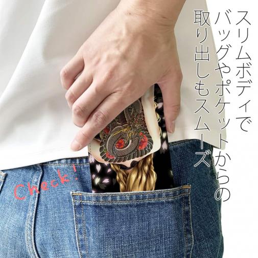 【ROMI HIME】【手帳型ベルトなし】【Stick Case】彫青 牡丹 和柄 桜 女