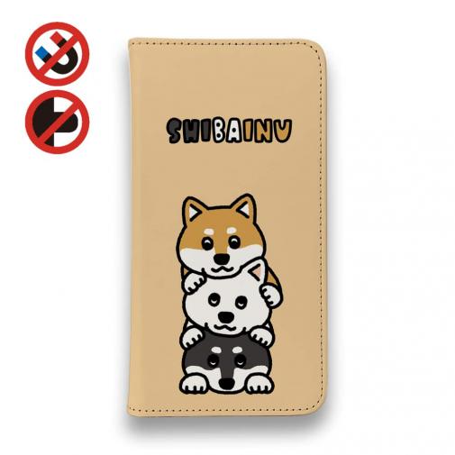 【手帳型ベルトなし】【Stick Case】柴犬のトーテムポール(wakat)