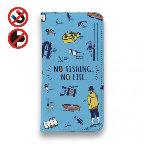 【手帳型ベルトなし】【Stick Case】【釣りざんまい】釣りに行く道具_ブルー