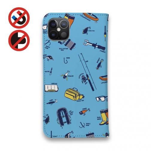 【手帳型ベルトなし】【Stick Case】【釣りざんまい】釣りに行く道具_ブルー