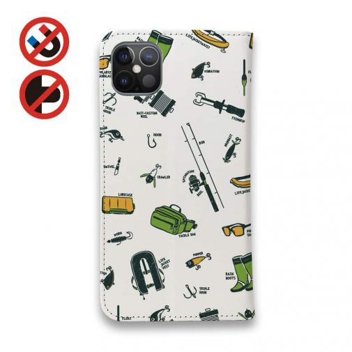 【手帳型ベルトなし】【Stick Case】【釣りざんまい】釣りに行く道具_ホワイト