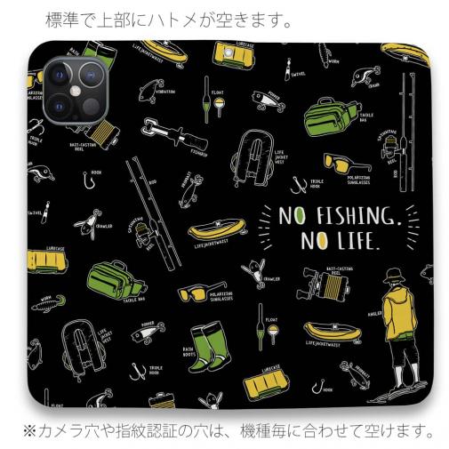【手帳型ベルトなし】【Stick Case】【釣りざんまい】釣りに行く道具_ブラック