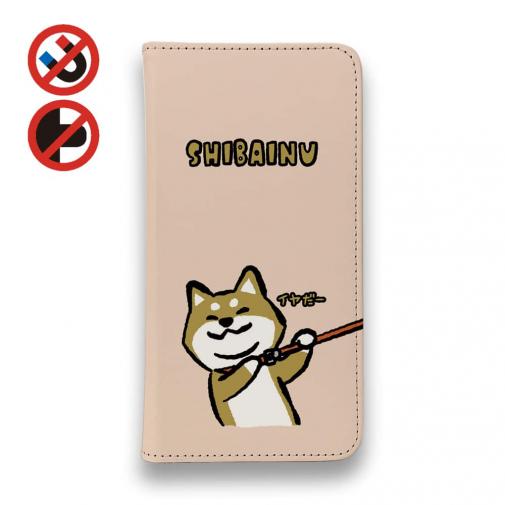 【手帳型ベルトなし】【Stick Case】柴犬のイヤだー_赤柴(wakat)