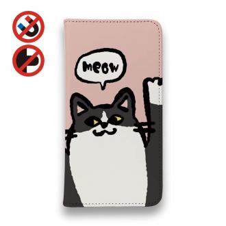 【手帳型ベルトなし】【Stick Case】ワーイなネコ_ハチワレ猫(wakat)