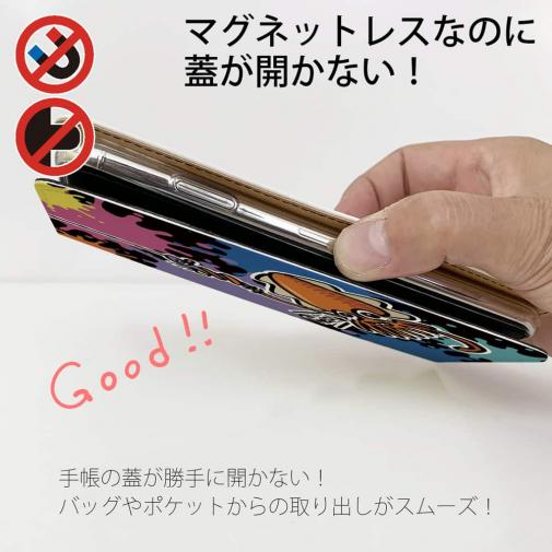 【手帳型ベルトなし】【Stick Case】【釣りざんまい】エギに釣られるアオリイカ_ビビッドカラー
