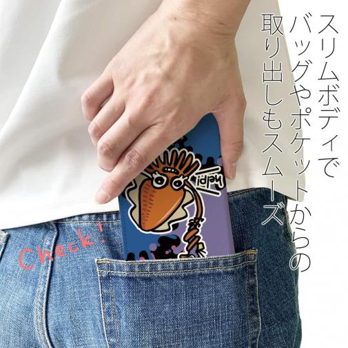 【手帳型ベルトなし】【Stick Case】【釣りざんまい】エギに釣られるアオリイカ_ビビッドカラー